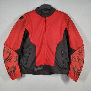 Yamaha Motorcycle Jacket Men's L Red Black Mesh Riding Protective Gear